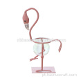 Decoração de mesa em metal rosa flamingo vaso plantador de vidro